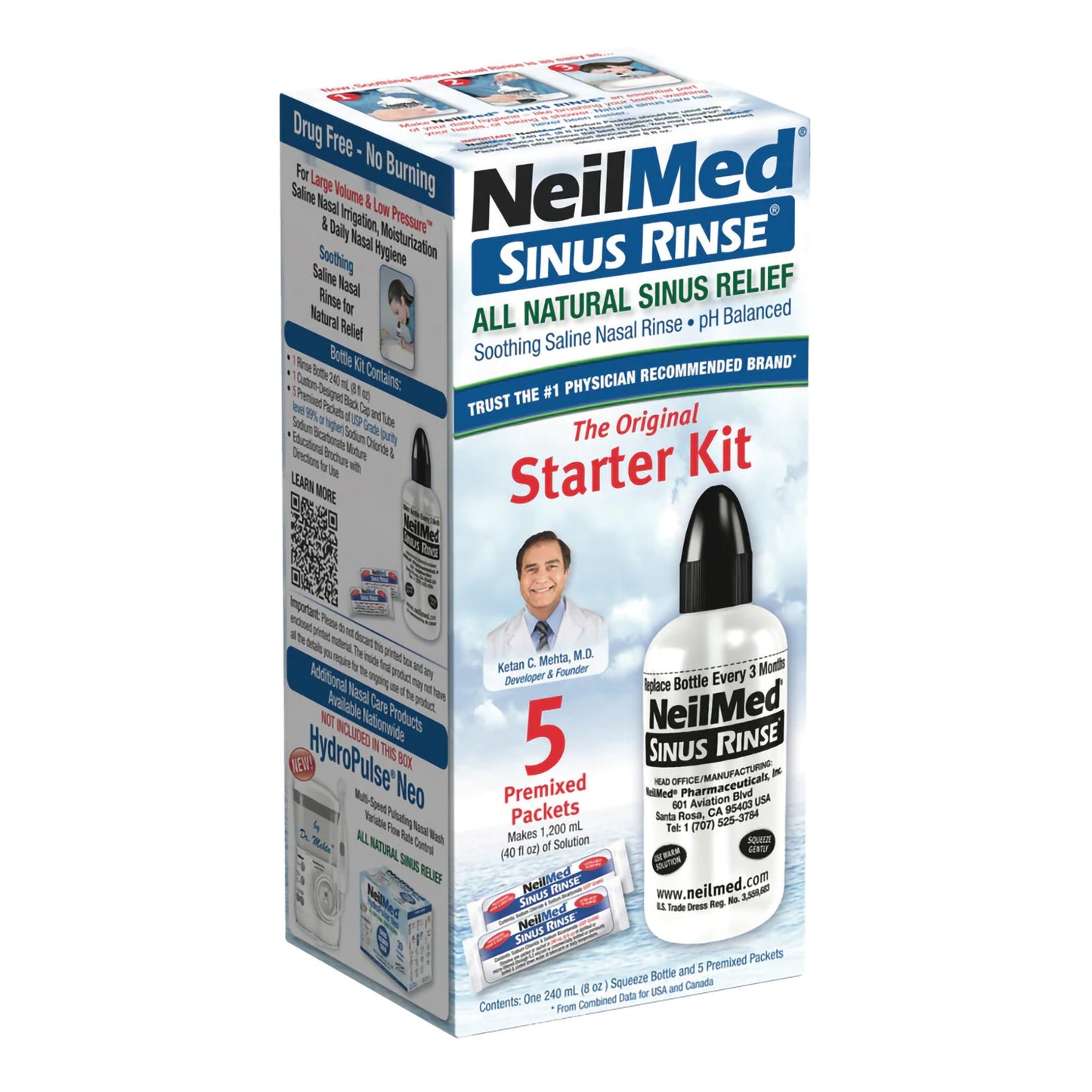 Saline Nasal Rinse Kit Neilmed® Sinus Rinse™ 5 Packets