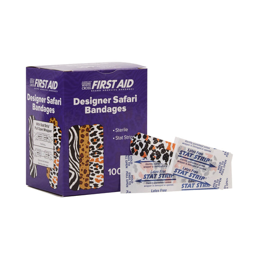 Adhesive Strip Stat Strip® Plastic Kid Design (Designer Safari) 3/4 X 3 Inch Sterile