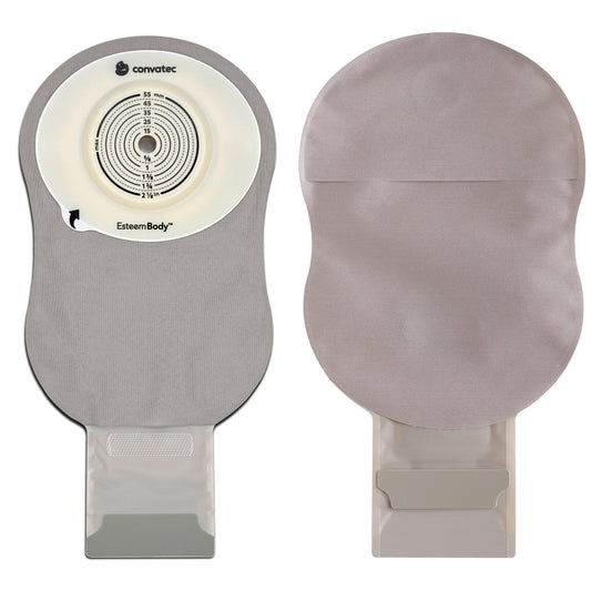 Ostomy Pouch Esteem Body™ One-Piece System 11 Inch Length Deep Convex, Pre-Cut 10 to 35 mm Stoma Drainable