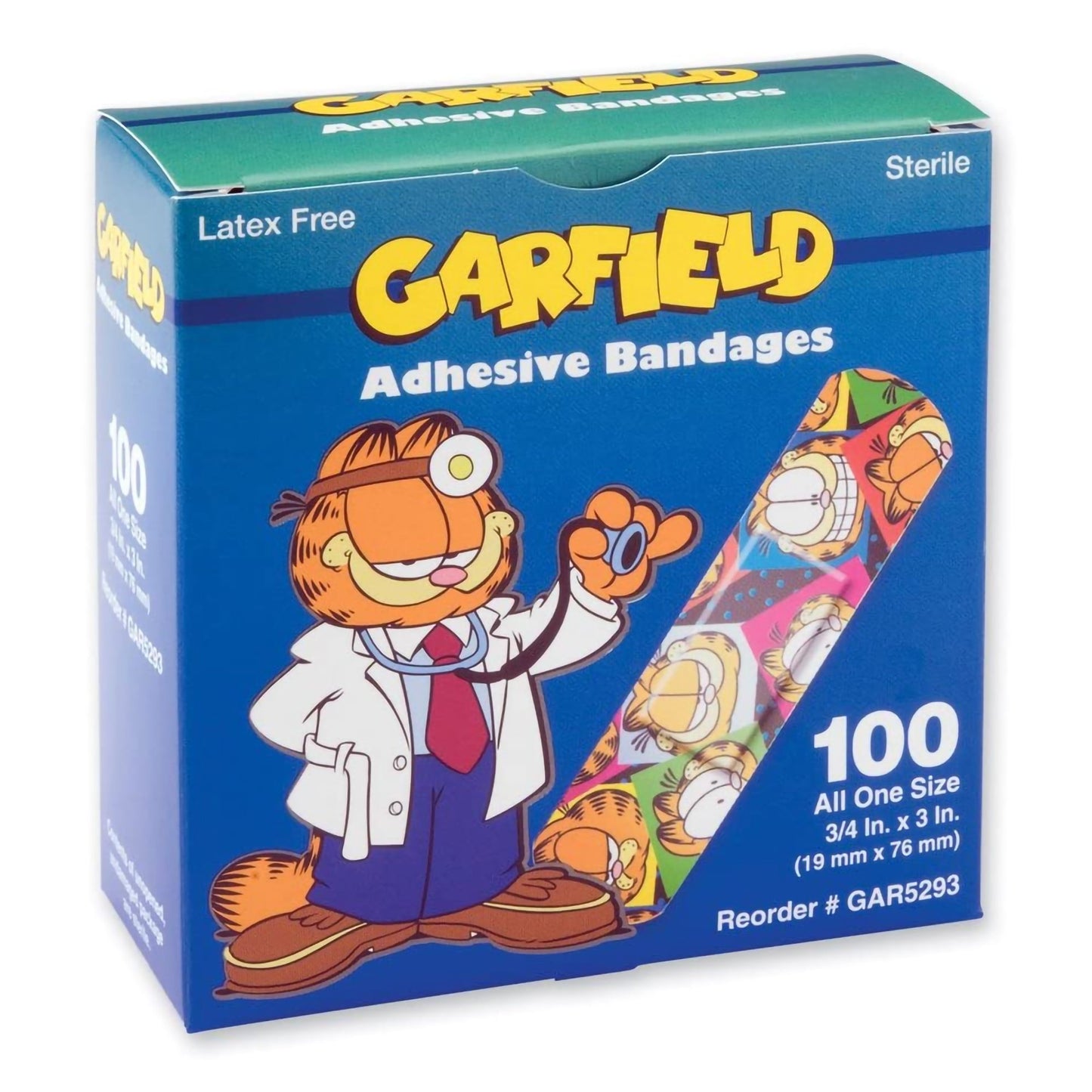 Adhesive Strip ASO Plastic Kid Design (Garfield) 3/4 X 3 Inch Sterile