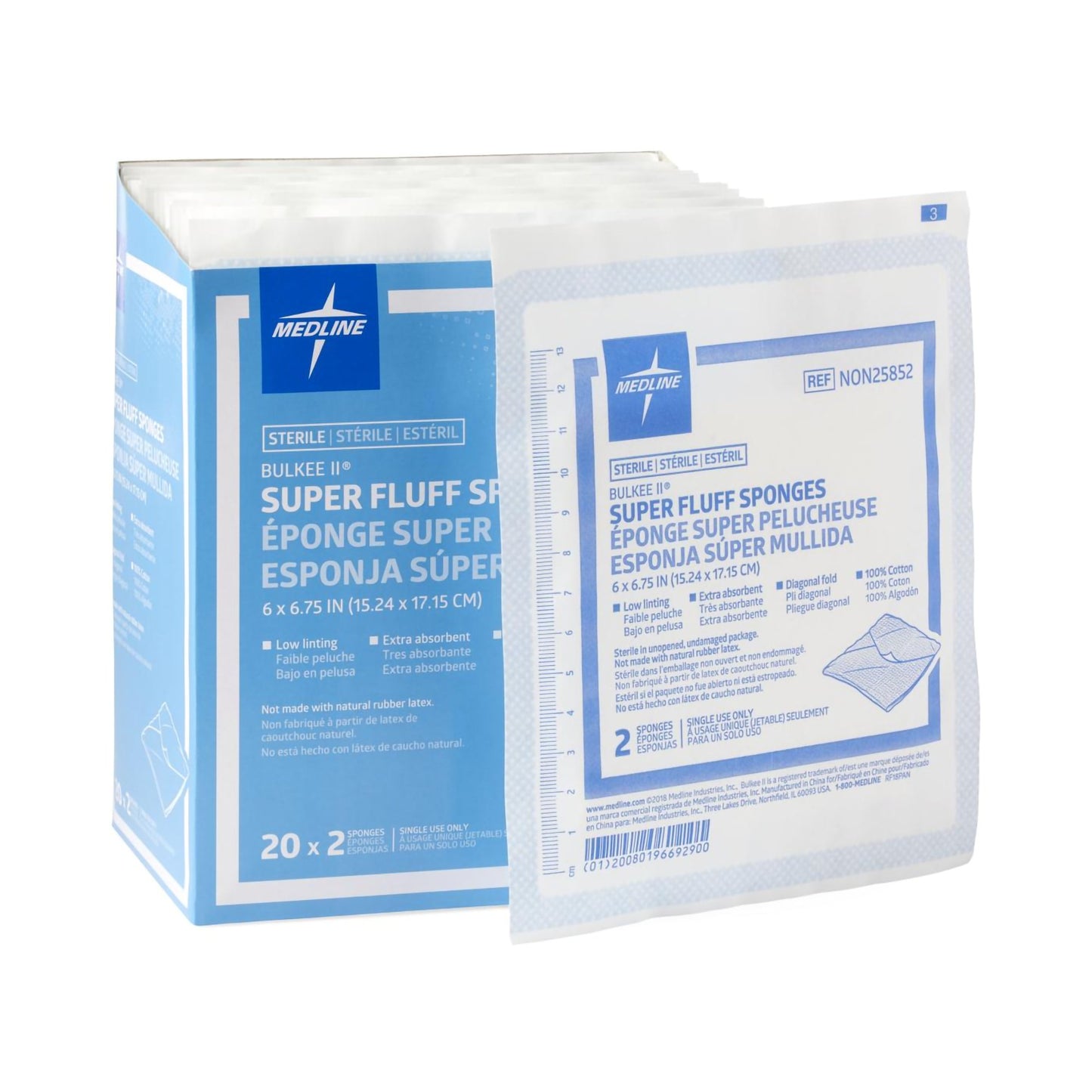Fluff Dressing Bulkee II® 6 X 6-3/4 Inch 6-Ply Sterile 2 per Pack