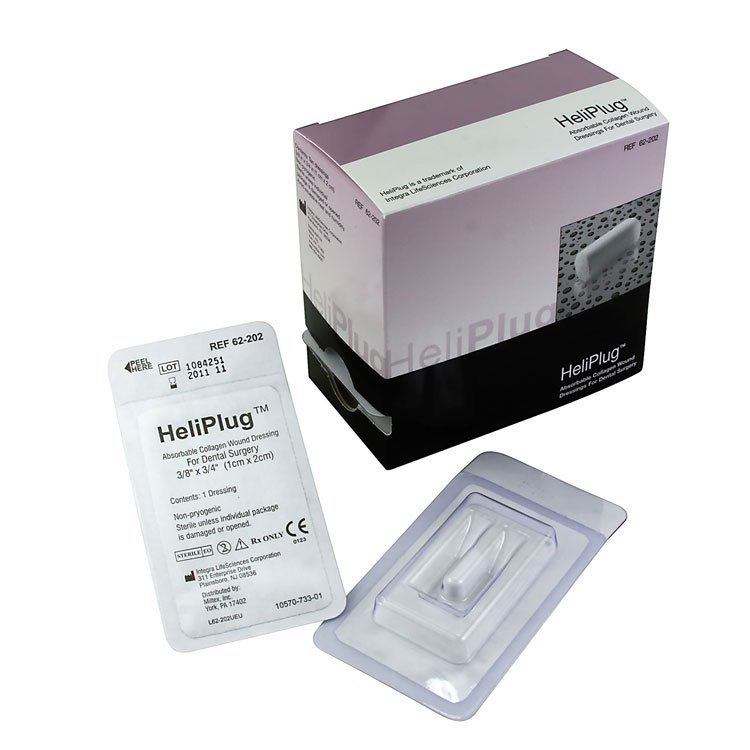 Absorbable Collagen Dressing HeliPlug® 3/8 X 3/4 Inch Cylindrical Sterile