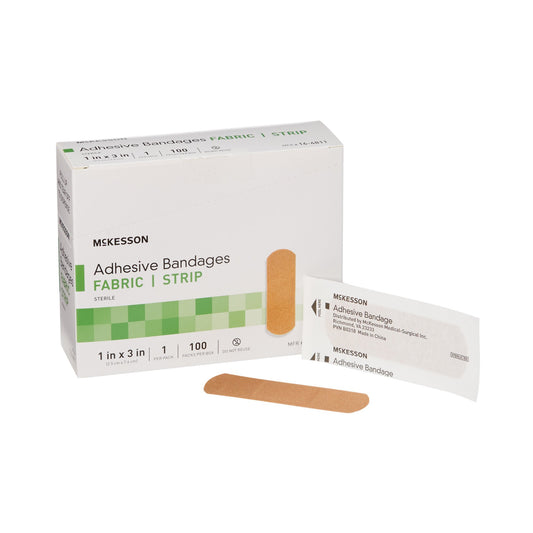 Adhesive Strip McKesson Fabric Tan 1 X 3 Inch Sterile