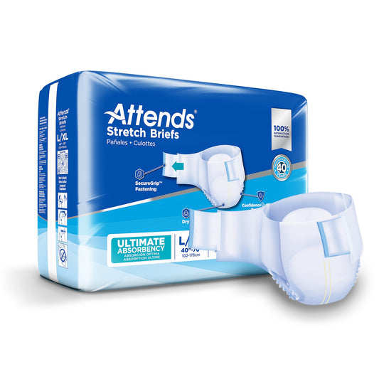 Unisex Adult Incontinence Brief Attends® Stretch Large / X-Large Disposable Heavy Absorbency