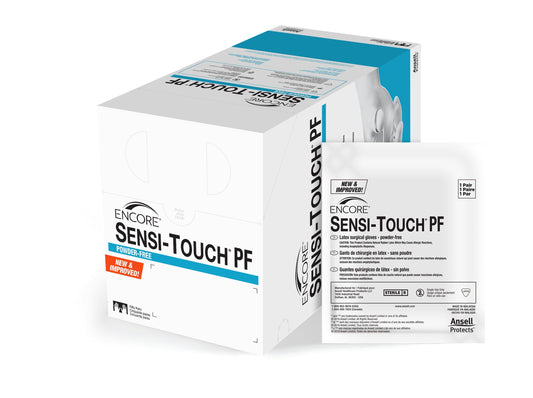 Surgical Glove ENCORE® Sensi-Touch® PF Size 8 Sterile Latex Standard Cuff Length Micro-Textured Natural Chemo Tested