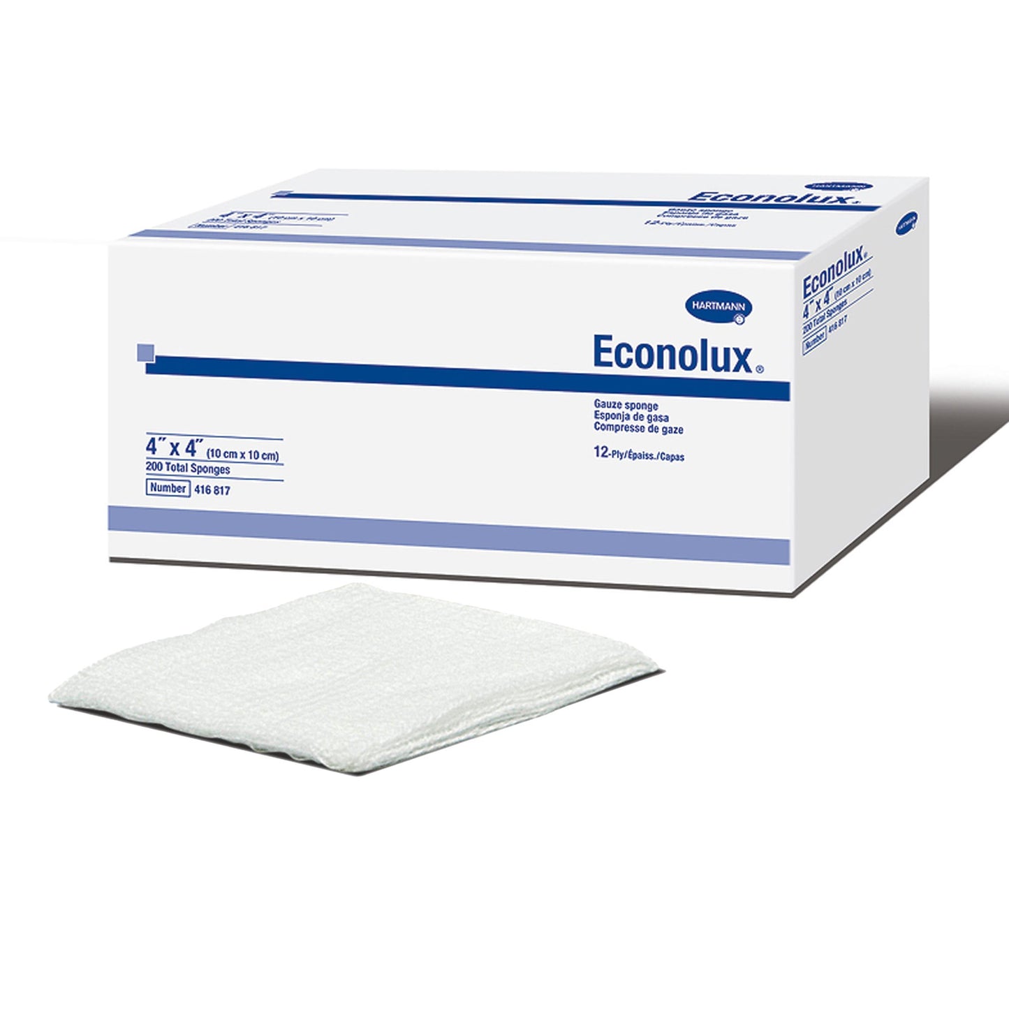 Gauze Sponge Econolux® 4 X 4 Inch 12-Ply NonSterile 200 per Pack