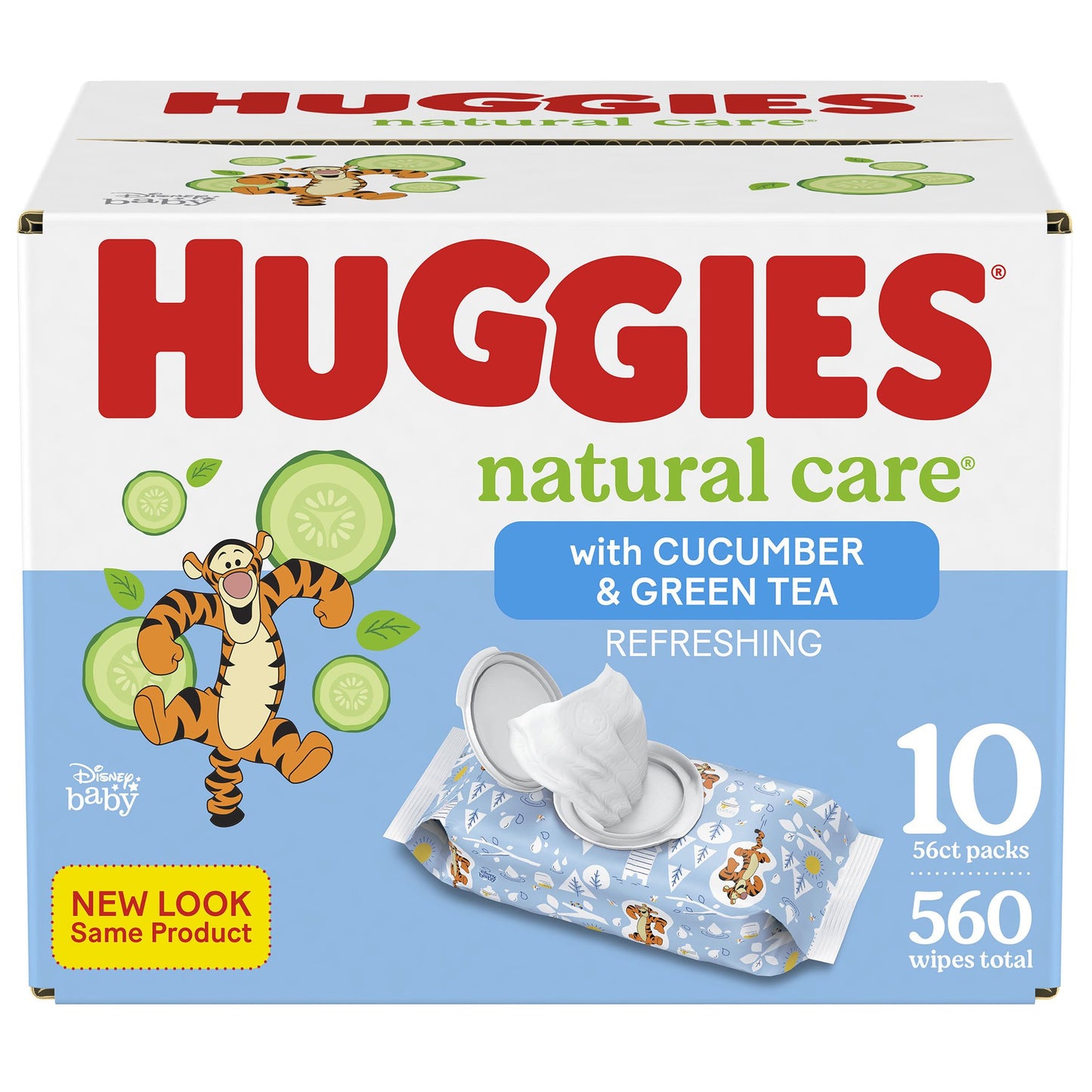 Baby Wipe Huggies® Natural Care™ Refreshing Soft Pack Cucumber / Green Tea Scent 560 Count
