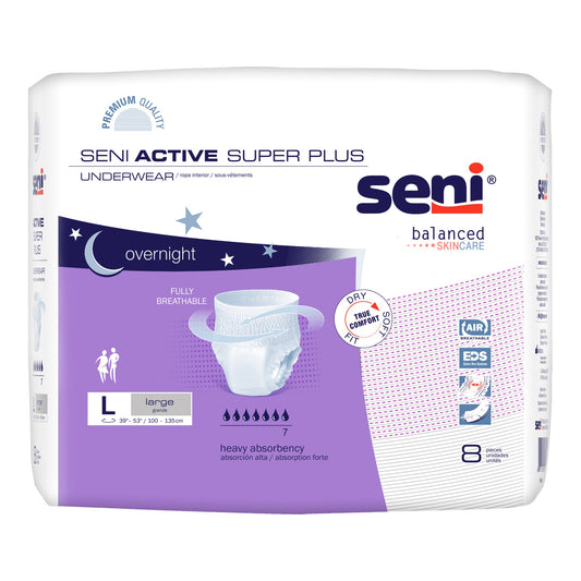 Unisex Adult Absorbent Underwear Seni® Active Super Plus Pull On with Tear Away Seams Large Disposable Heavy Absorbency