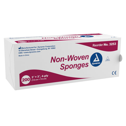 Nonwoven Sponge Dynarex® 3 X 3 Inch 4-Ply NonSterile 200 per Pack