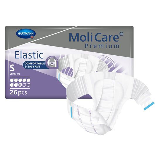 Unisex Adult Incontinence Brief MoliCare® Premium Elastic 8D Small Disposable Heavy Absorbency