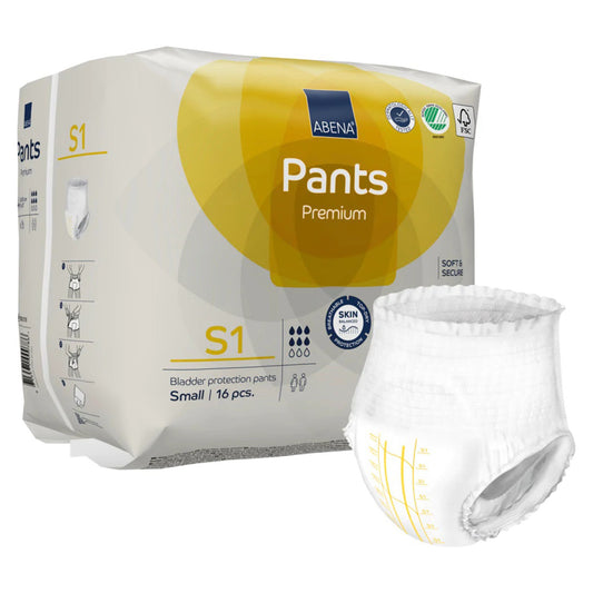 Unisex Adult Absorbent Underwear Abena® Premium Pants S1 Pull On with Tear Away Seams Small Disposable Heavy Absorbency