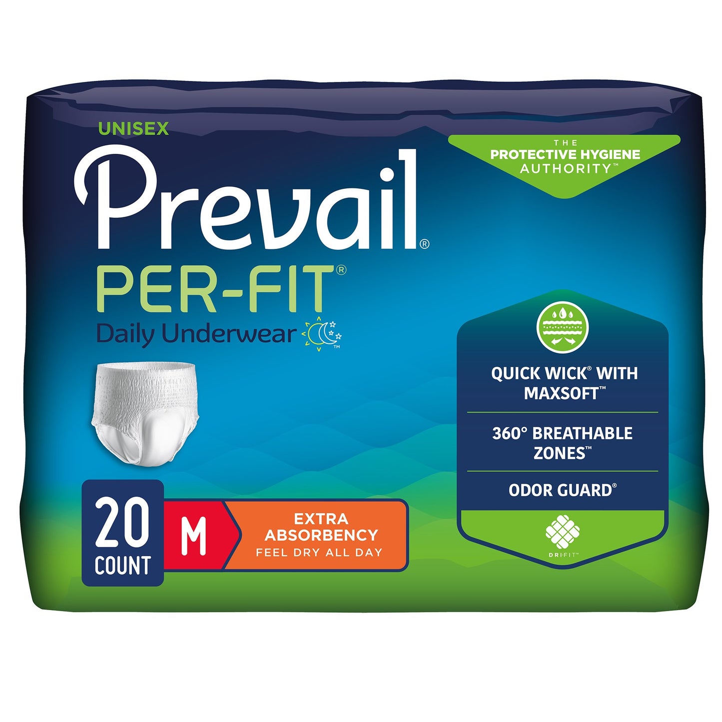 Unisex Adult Absorbent Underwear Prevail® Per-Fit® Extra Pull On with Tear Away Seams Medium Disposable Heavy Absorbency