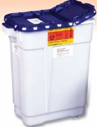 Pharmaceutical Waste Container Recykleen™ White Base 18-1/2 X 17-3/4 X 11-3/4 Inch Vertical Entry 9 Gallon