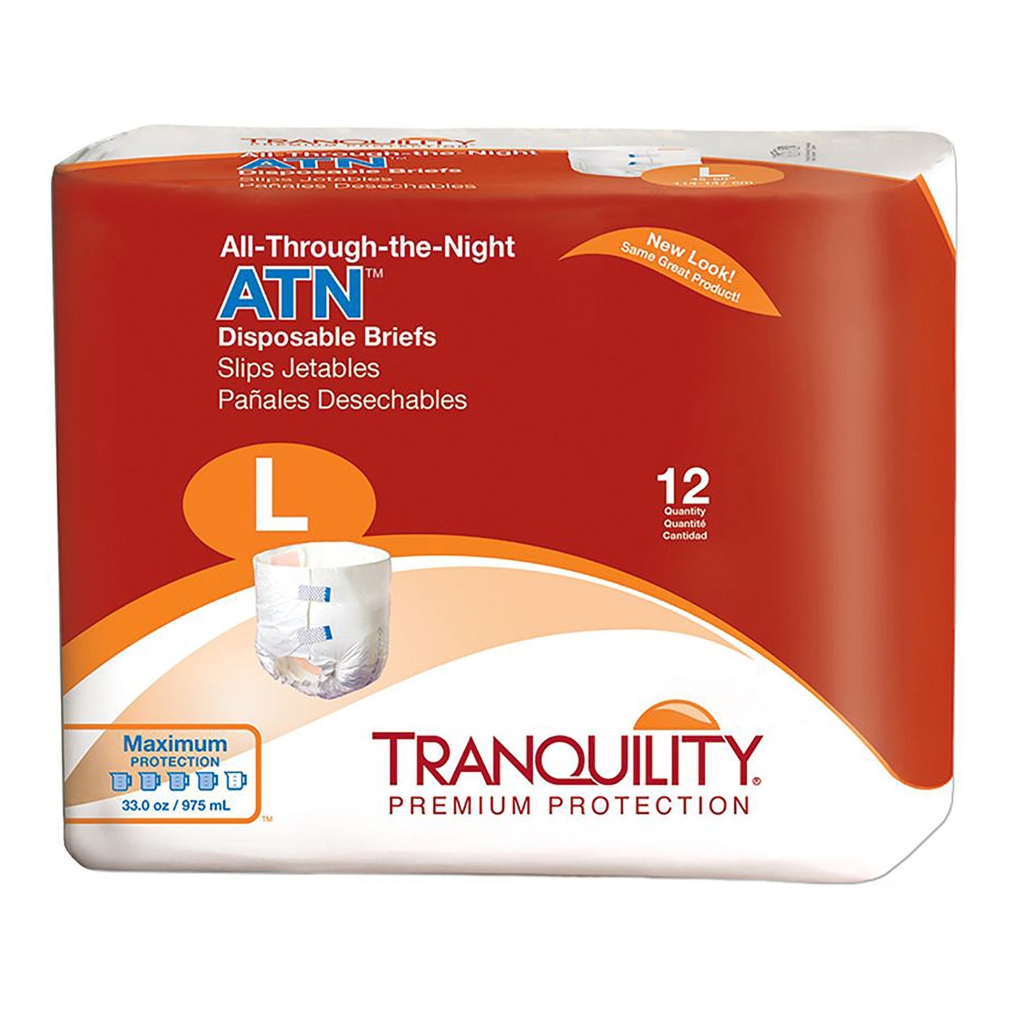 Unisex Adult Incontinence Brief Tranquility® ATN Large Disposable Heavy Absorbency