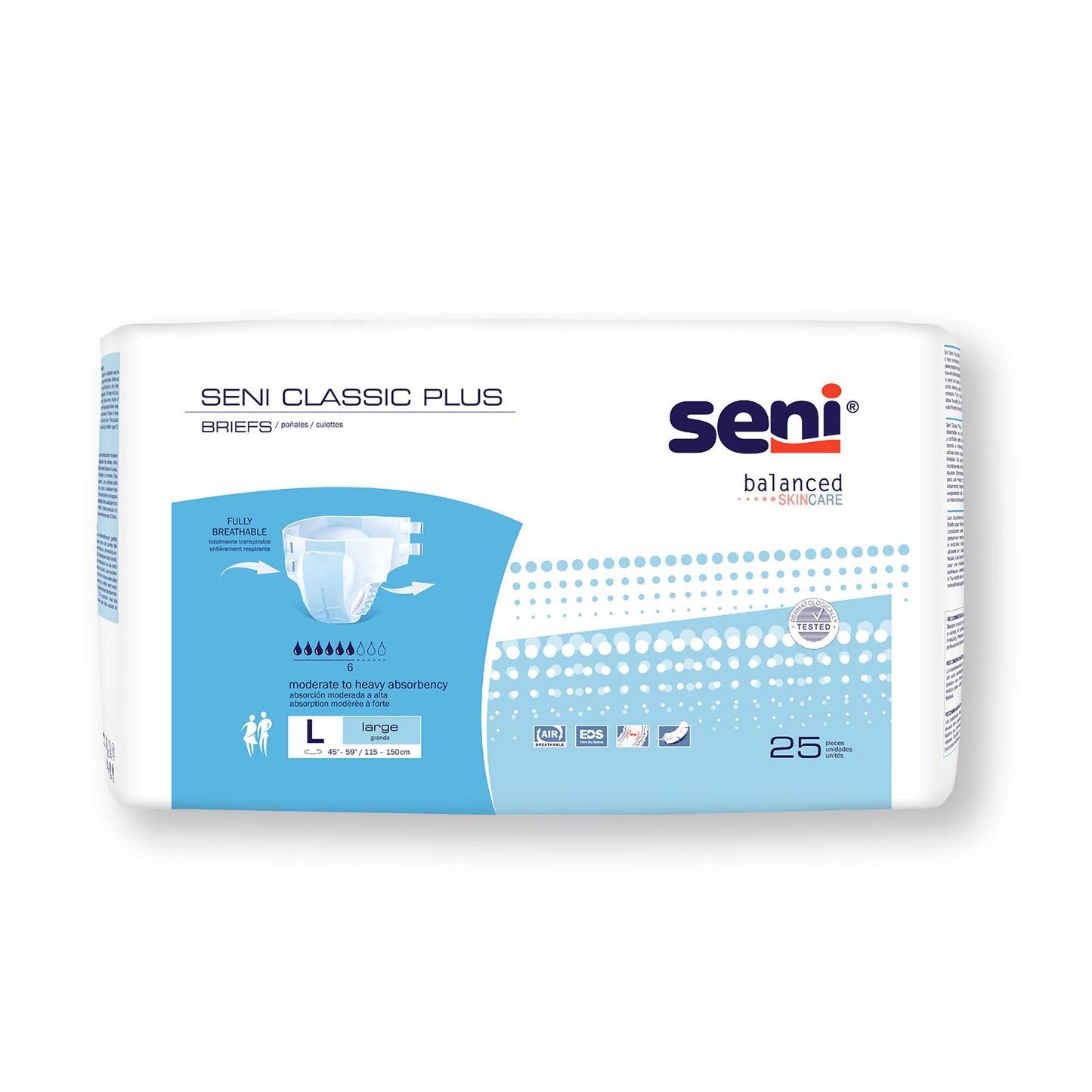 Unisex Adult Incontinence Brief Seni® Classic Plus Large Disposable Moderate Absorbency