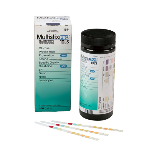Urinalysis Reagent Multistix® Blood, Creatinine, Glucose, Ketone, Leukocytes, Nitrite, pH, Protein, Specific Gravity For Clinitek 50 Urine Chemistry Analyzer