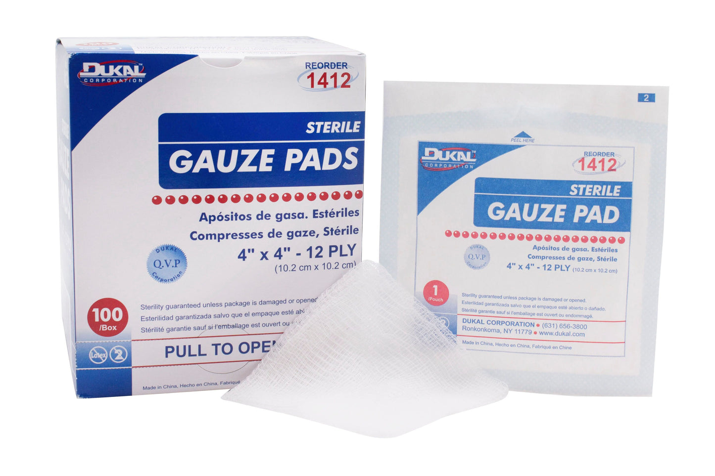 Gauze Sponge Dukal™ 4 X 4 Inch 12-Ply Sterile 1 per Pack
