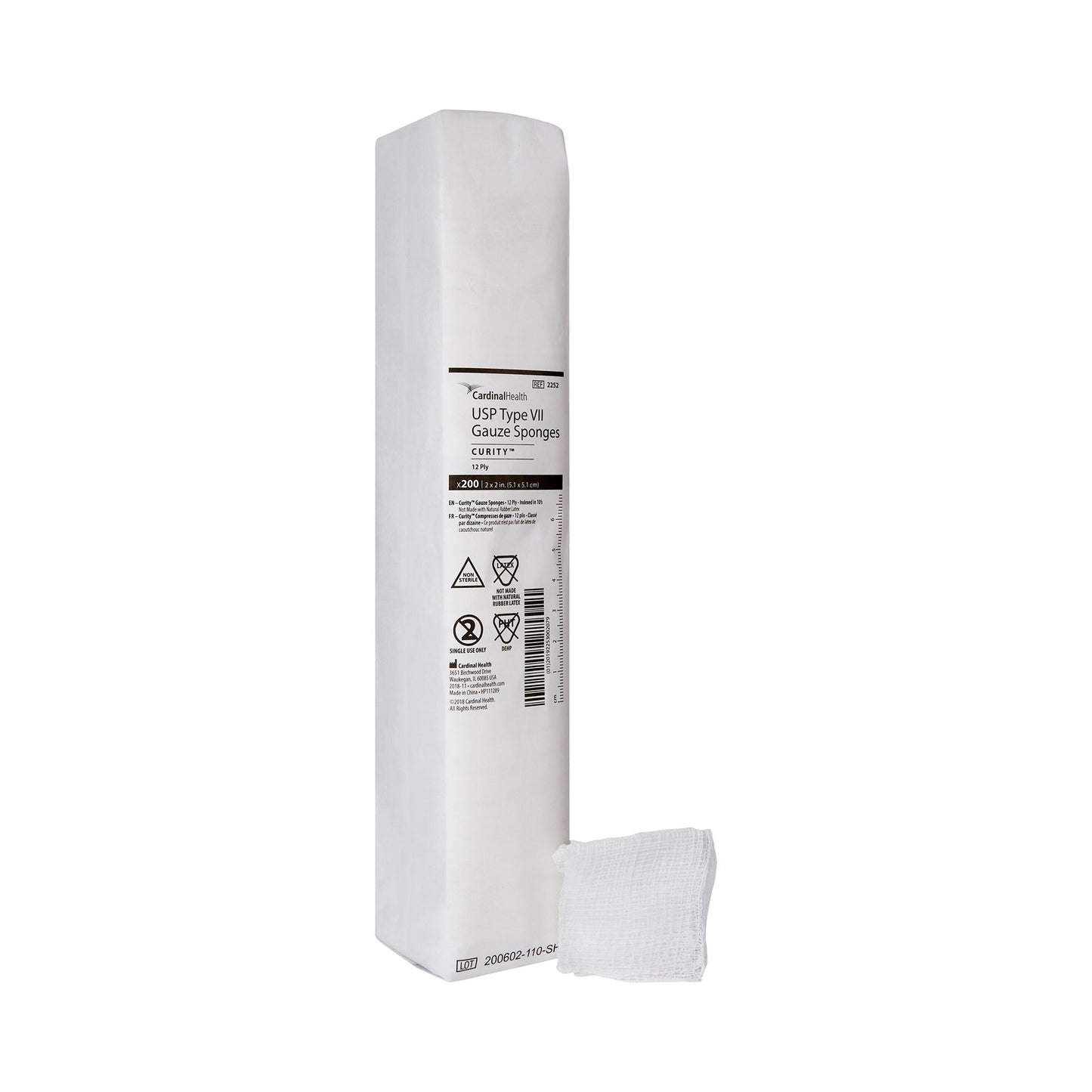Gauze Sponge Curity™ 2 X 2 Inch 12-Ply NonSterile 200 per Pack
