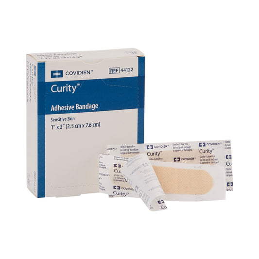 Adhesive Strip Curity™ Sensitive Skin Plastic Tan 1 X 3 Inch Sterile