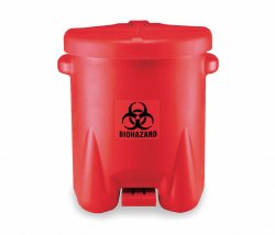 Biohazard Waste Container EAGLE Red Base 21 X 18 X 22 Inch Horizontal / Vertical Entry 14 Gallon