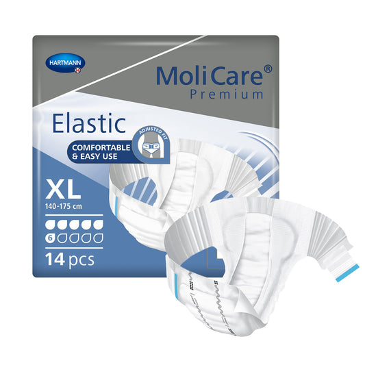 Unisex Adult Incontinence Brief MoliCare® Premium Elastic 6D X-Large Disposable Moderate Absorbency