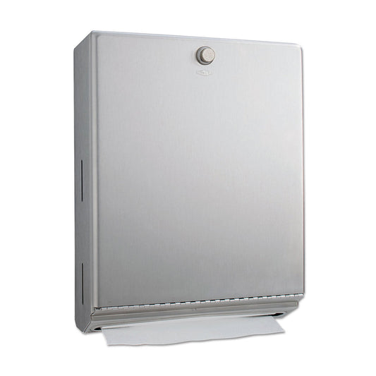 Paper Towel Dispenser Bobrick Satin Finish Stainless Steel Manual Pull 200 C-Fold / 275 Multi-fold Surface / Wall Mount