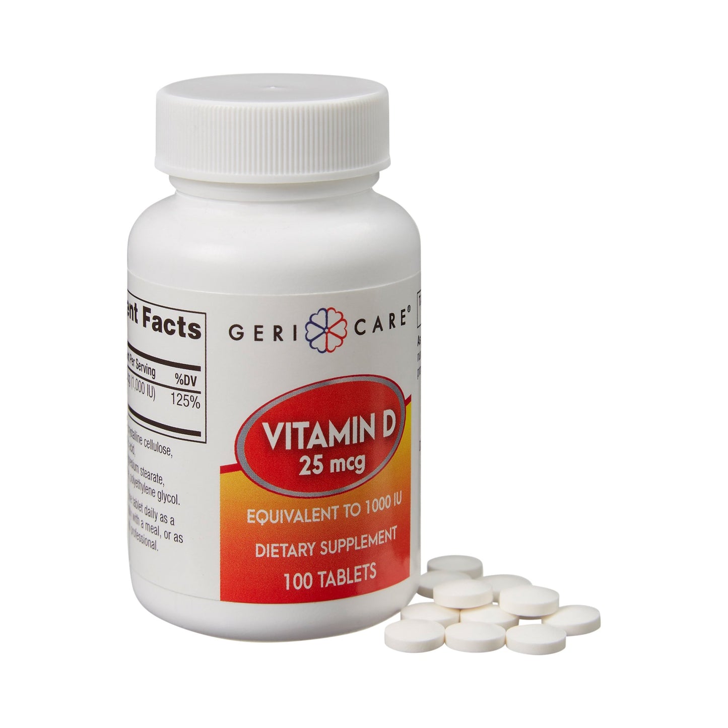 Vitamin Supplement Geri-Care® Vitamin D3 1,000 IU Strength Tablet 100 per Bottle