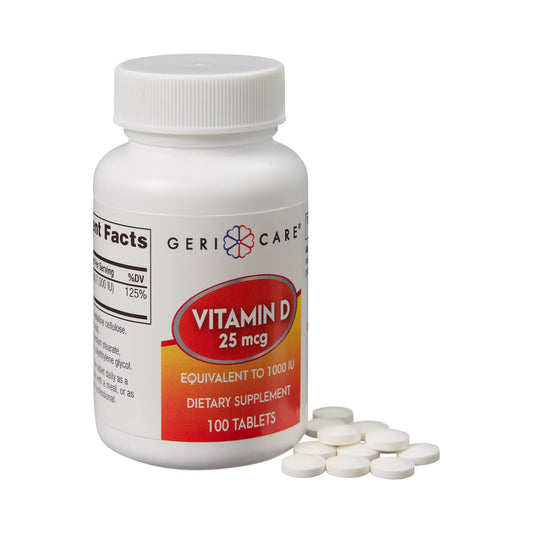 Vitamin Supplement Geri-Care® Vitamin D3 1,000 IU Strength Tablet 100 per Bottle