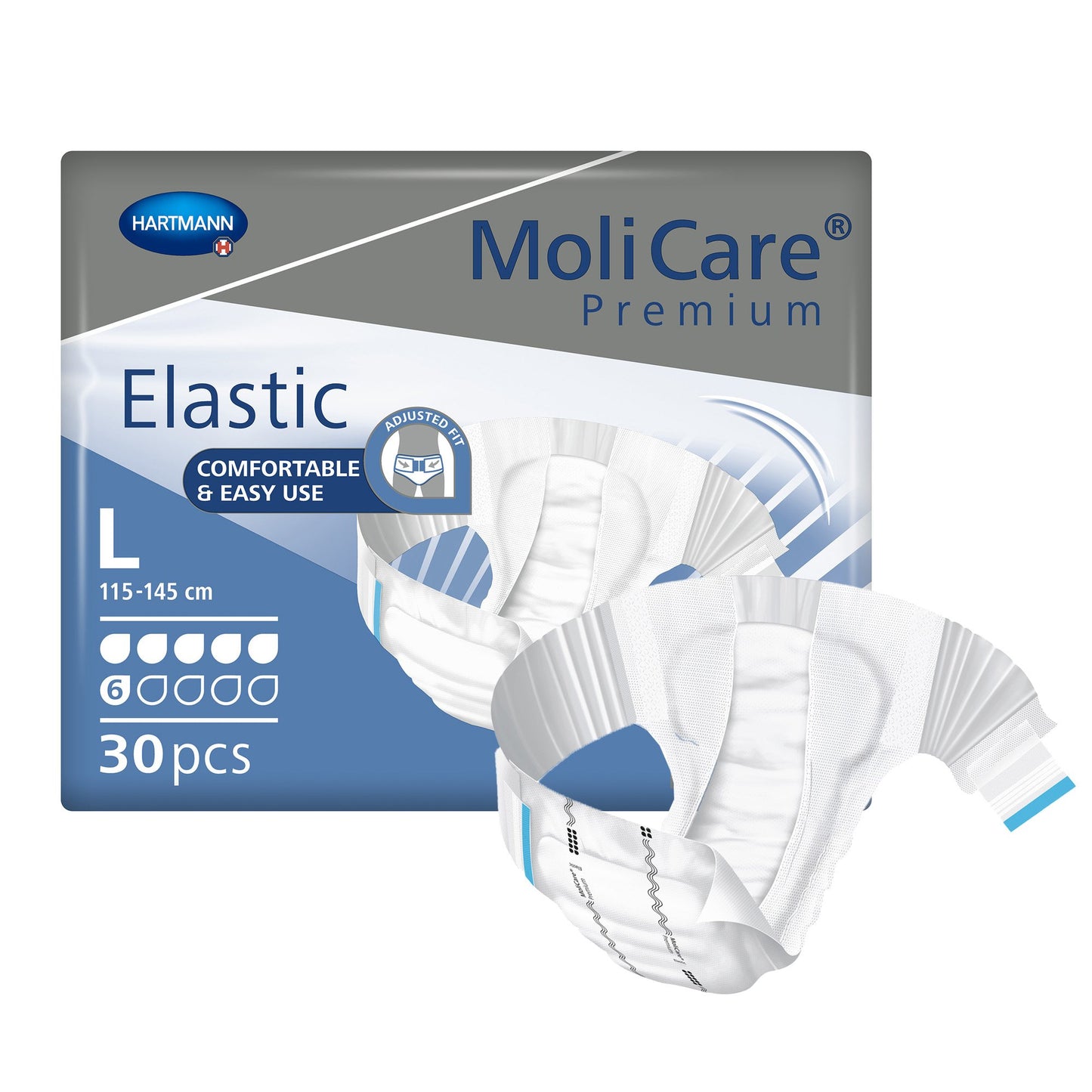 Unisex Adult Incontinence Brief MoliCare® Premium Elastic 6D Large Disposable Moderate Absorbency
