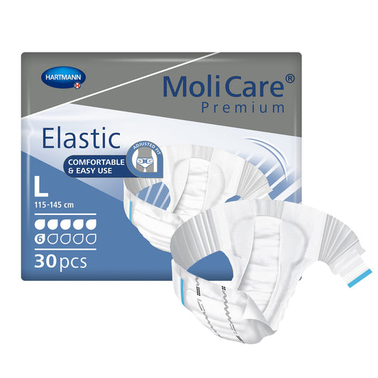 Unisex Adult Incontinence Brief MoliCare® Premium Elastic 6D Large Disposable Moderate Absorbency