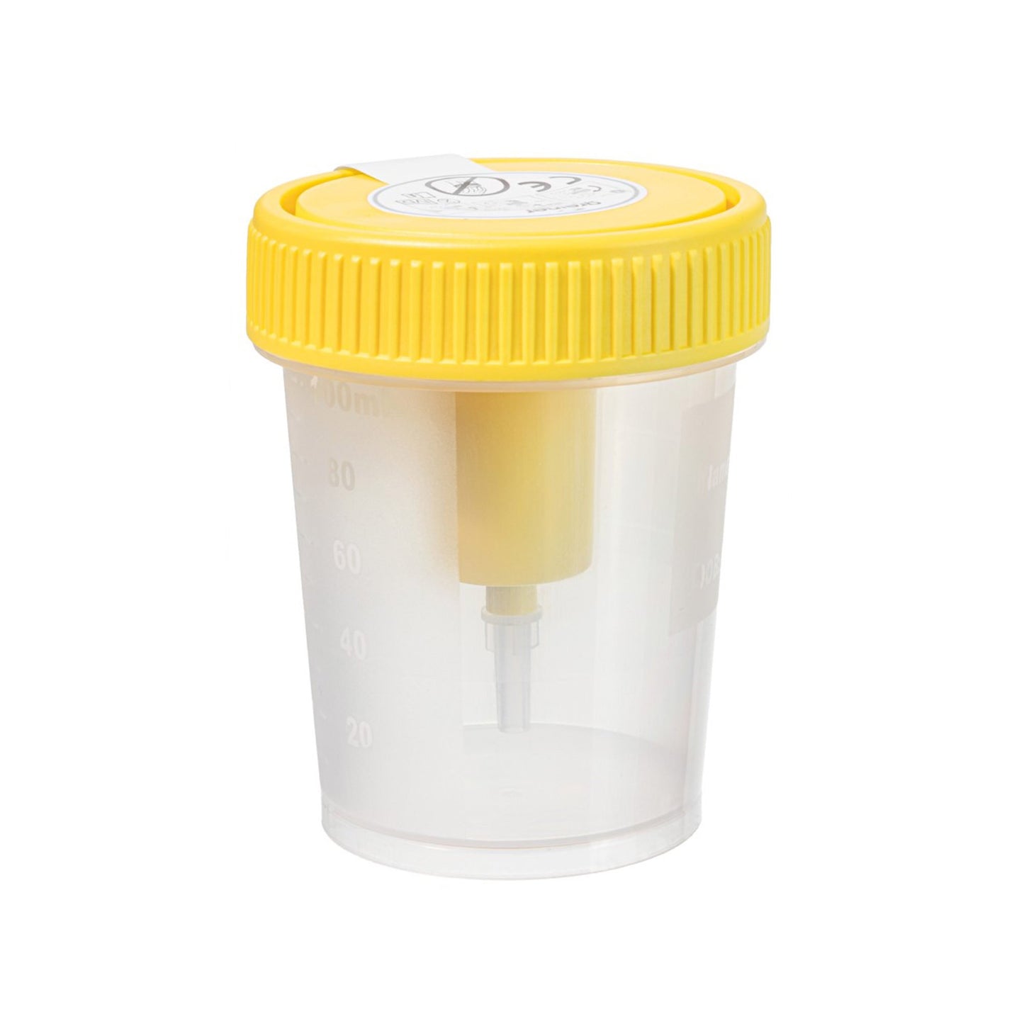 Urine Specimen Container with Integrated Transfer Device 100 mL (3.4 oz.) Screw Cap Patient Information Sterile