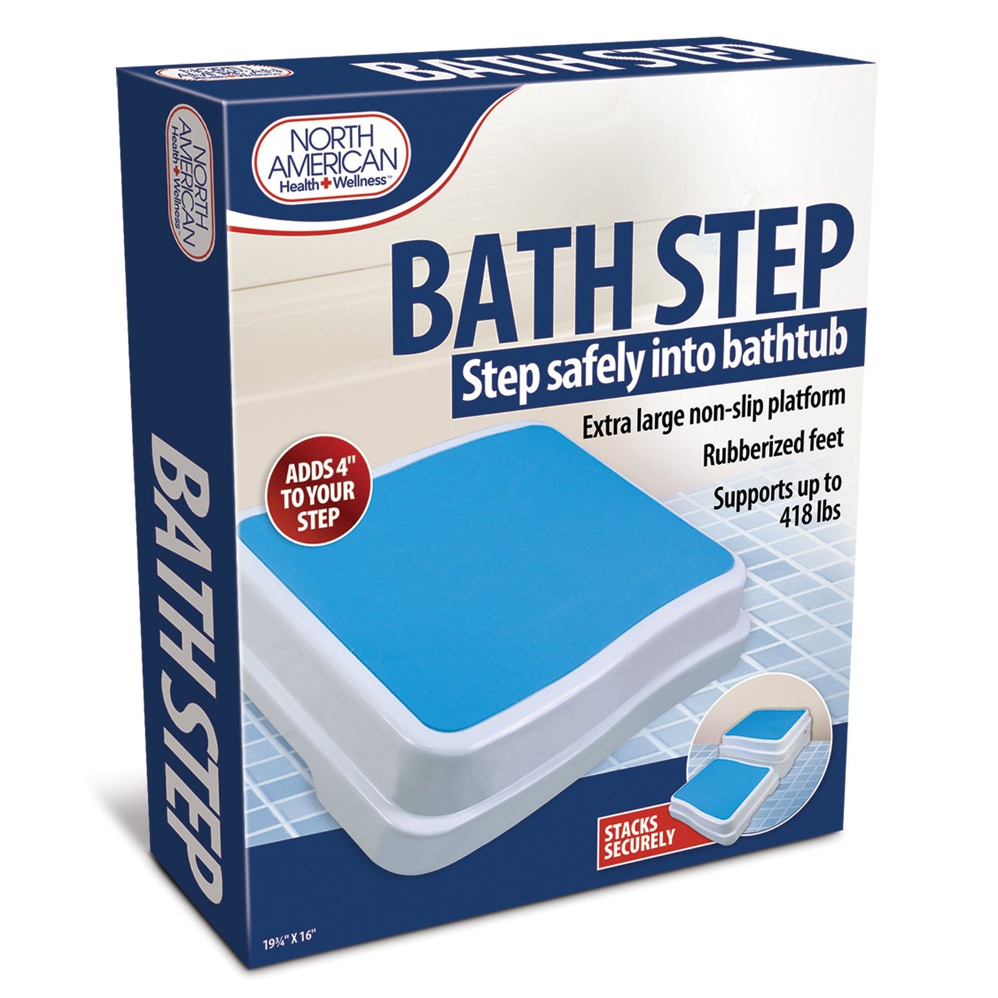 Bath Step Stool North American Health + Wellness® Portable 1 Step Plastic 4 Inch Step Height