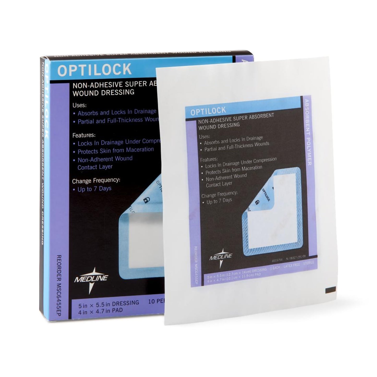 Super Absorbent Dressing OptiLock® 5 X 5-1/2 Inch Rectangle