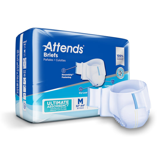 Unisex Adult Incontinence Brief Attends® Advanced Medium Disposable Heavy Absorbency