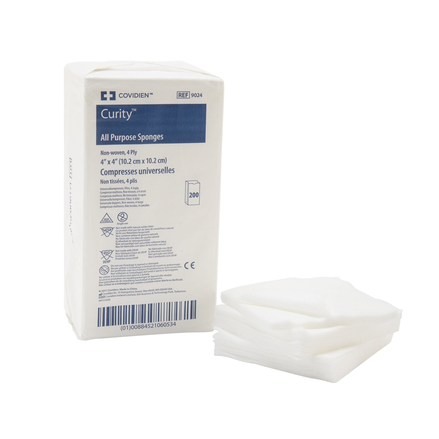 Nonwoven Sponge Curity™ 4 X 4 Inch 4-Ply NonSterile 200 per Pack