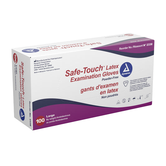 Exam Glove Safe-Touch™ Large NonSterile Latex Standard Cuff Length Textured Fingertips Ivory Not Rated