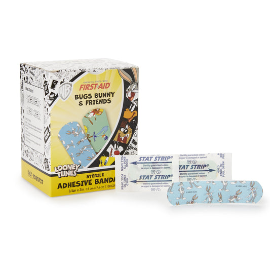 Adhesive Strip Looney Tunes™ Stat Strip® Plastic Kid Design (Bugs and Daffy) 3/4 X 3 Inch Sterile