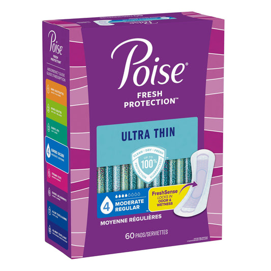 Bladder Control Pad Poise® Fresh Protection™ Ultra Thin 9.4 Inch Length Moderate Absorbency Sodium Polyacrylate Core One Size Fits Most
