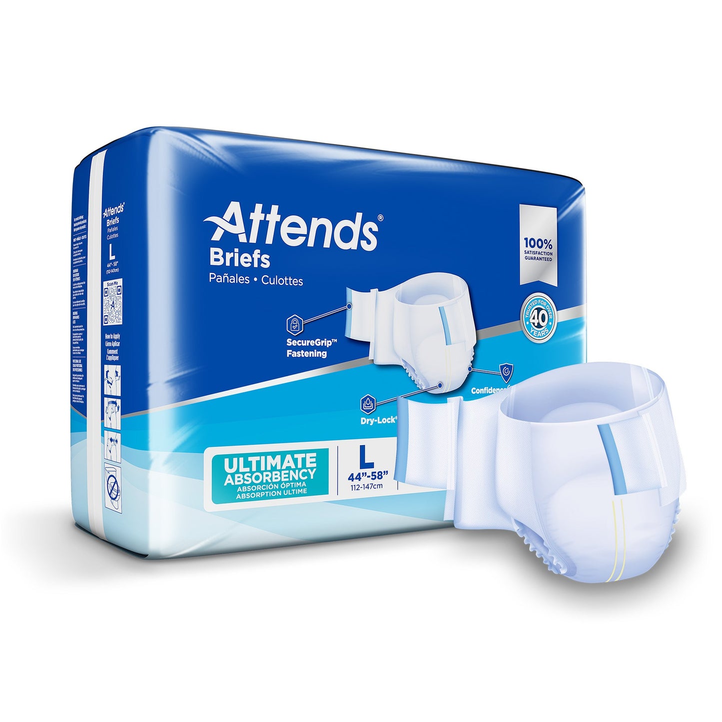 Unisex Adult Incontinence Brief Attends® Advanced Large Disposable Heavy Absorbency