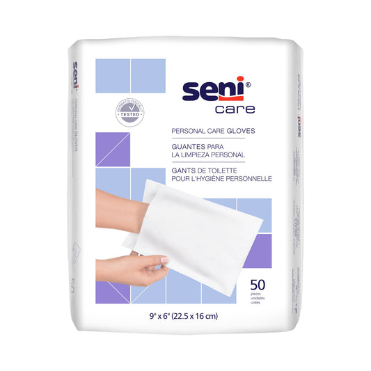 Wash Mitt Seni Care 6 X 9 Inch White Disposable