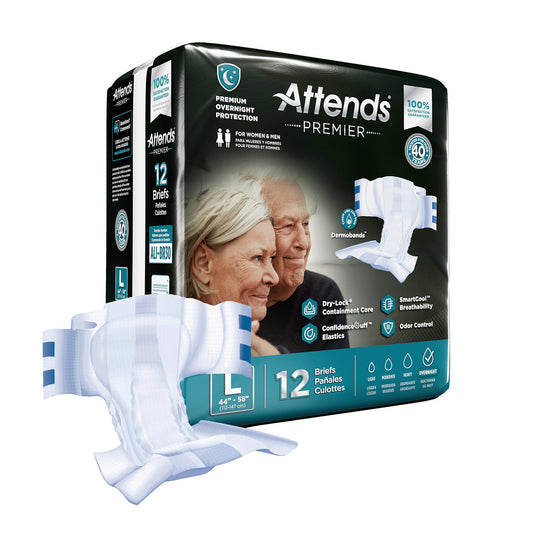 Unisex Adult Incontinence Brief Attends® Premier Large Disposable Heavy Absorbency