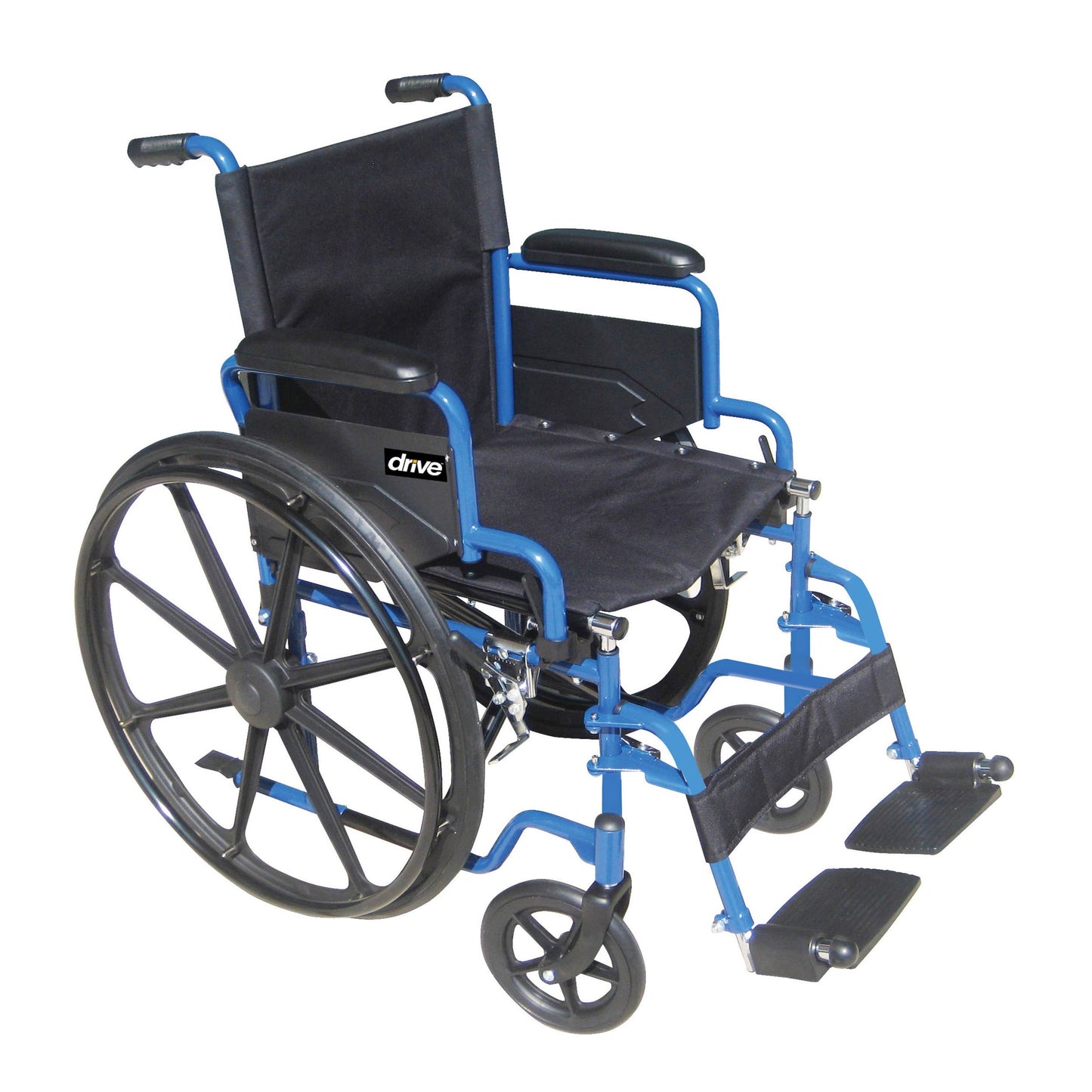 Wheelchair drive™ Blue Streak Desk Length Arm Swing-Away Footrest Black Upholstery 18 Inch Seat Width Adult 250 lbs. Weight Capacity