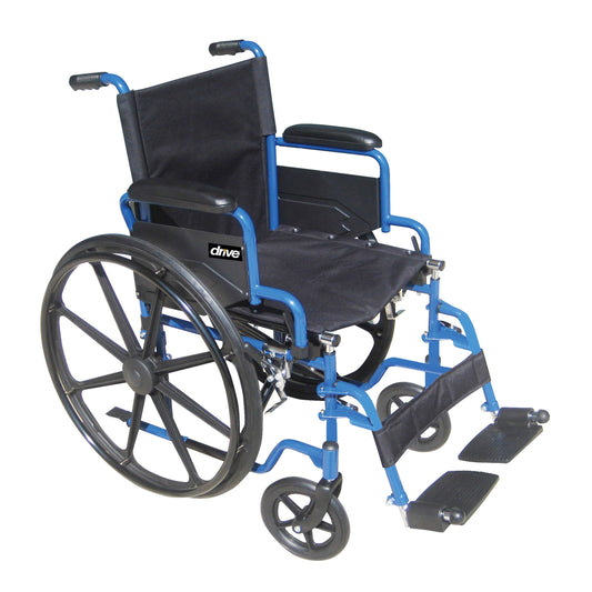 Wheelchair drive™ Blue Streak Desk Length Arm Swing-Away Footrest Black Upholstery 18 Inch Seat Width Adult 250 lbs. Weight Capacity