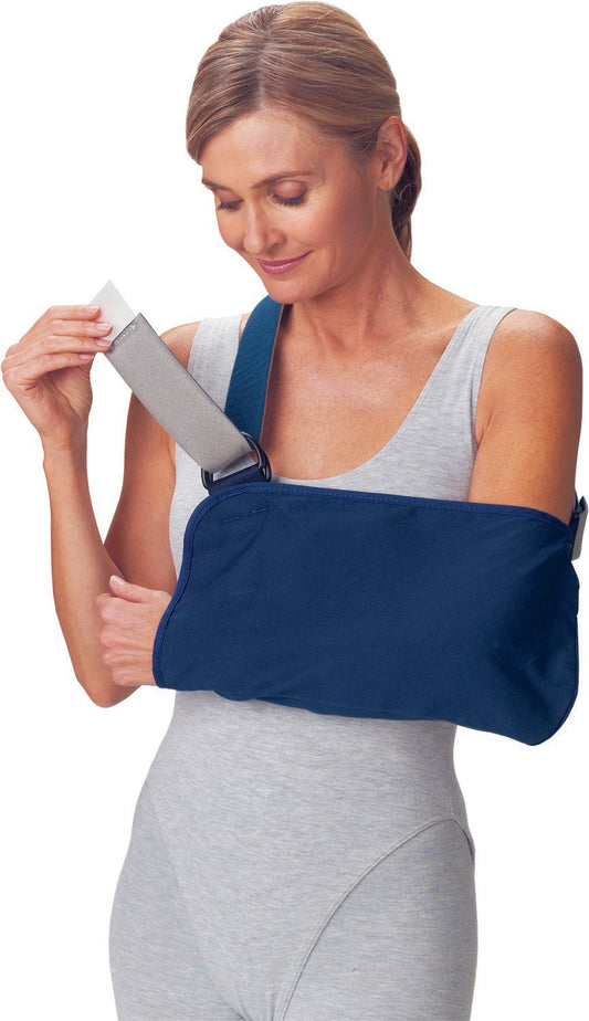 Arm Sling with Padded Strap Procare® Blue Vogue D-Ring / Hook and Loop Strap Closure Small
