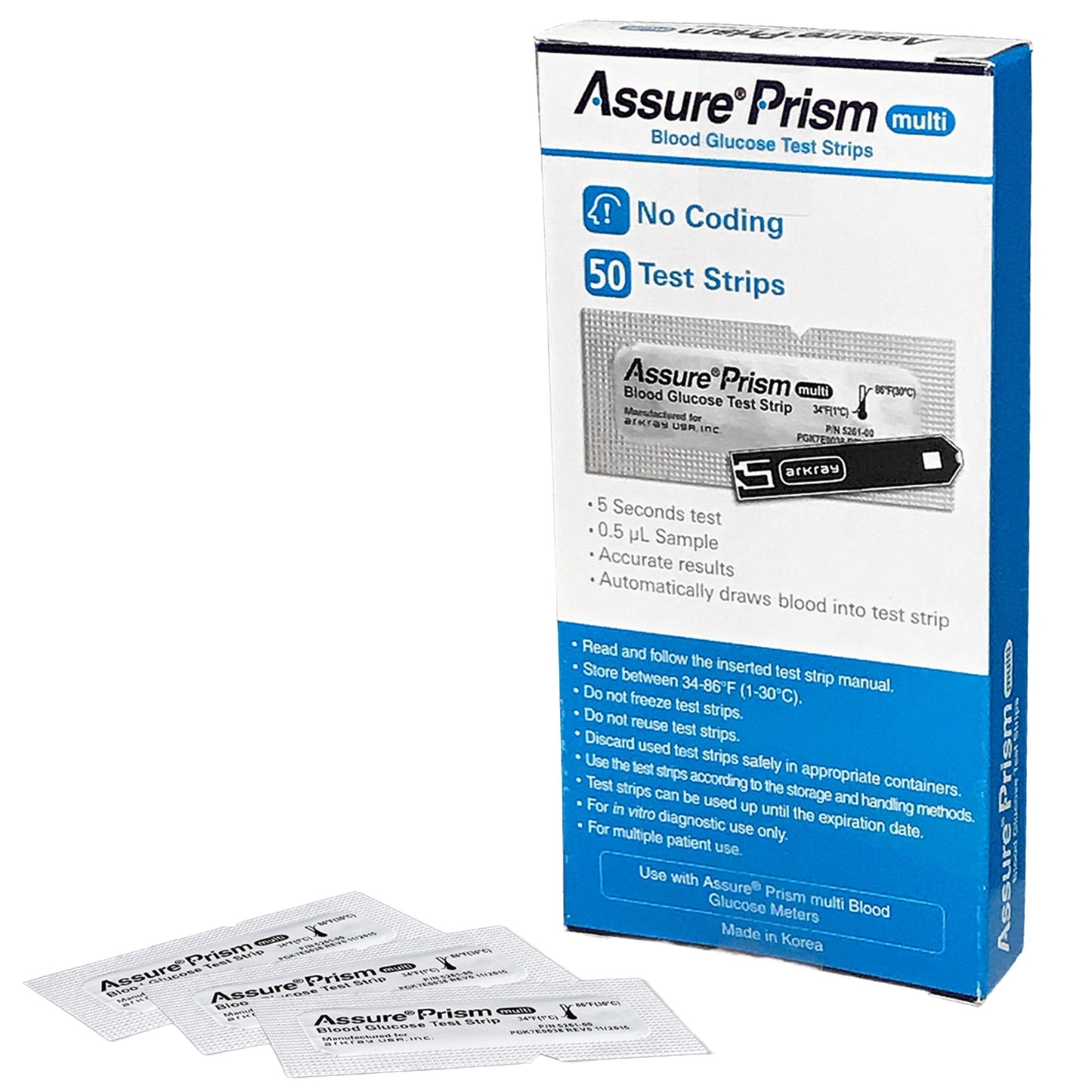 Blood Glucose Test Strips ASSURE® Prism Multi Foiled Wrapped 50 Strips per Pack