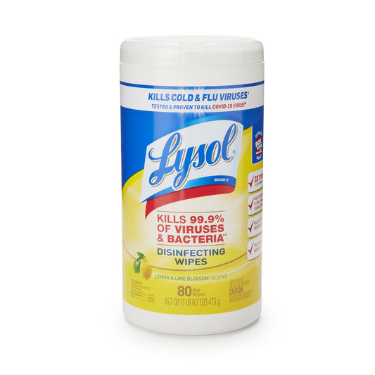 Surface Disinfectant Cleaner Lysol® Manual Pull Wipe 80 Count Canister Lemon Lime Blossom Scent NonSterile