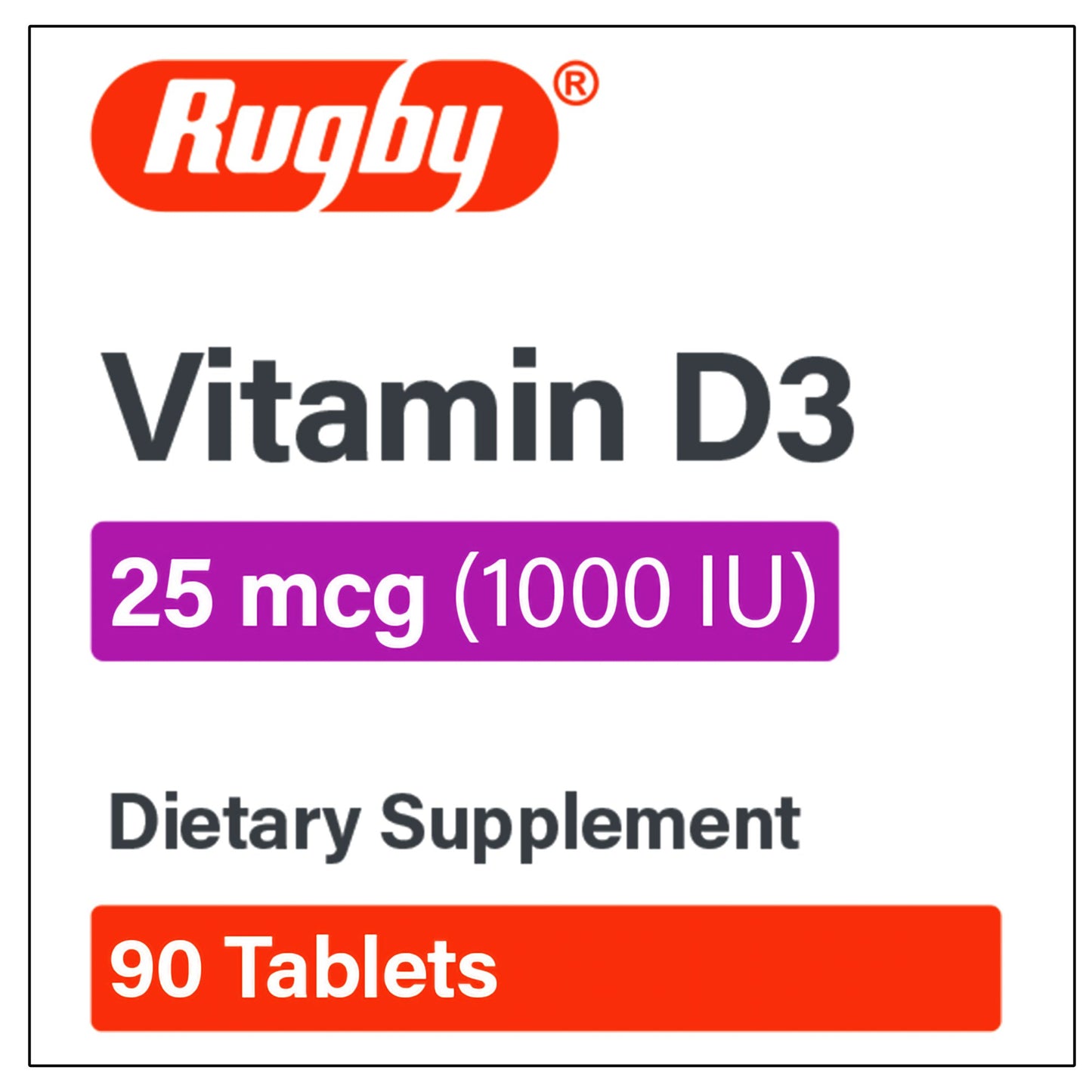 Vitamin Supplement Vitamin D3 25 mcg Strength Tablet 90 per Bottle
