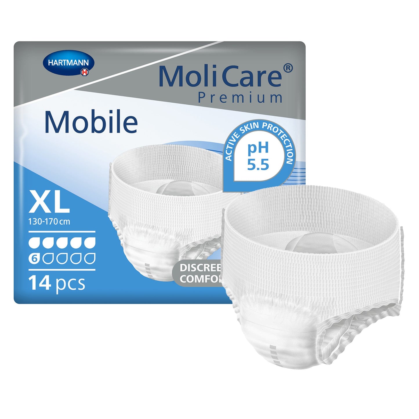 Unisex Adult Absorbent Underwear MoliCare® Premium Mobile 6D Pull On with Tear Away Seams X-Large Disposable Moderate Absorbency