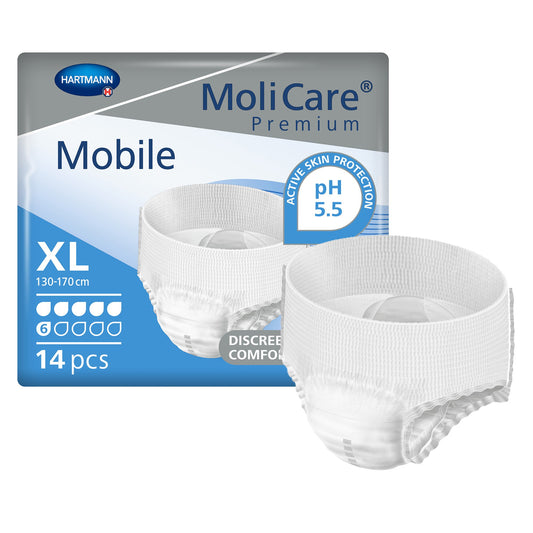 Unisex Adult Absorbent Underwear MoliCare® Premium Mobile 6D Pull On with Tear Away Seams X-Large Disposable Moderate Absorbency