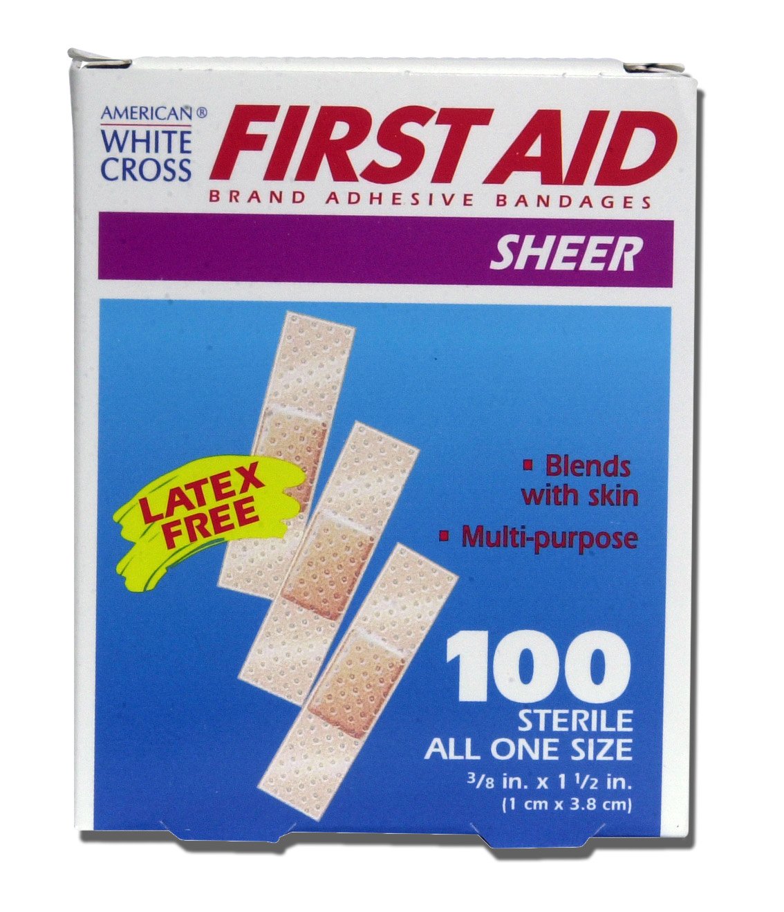 Adhesive Strip American White Cross® First Aid Plastic Tan 3/8 X 1-1/2 Inch Sterile